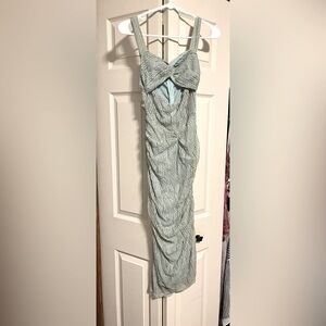 Lace sage green formal maxi dress